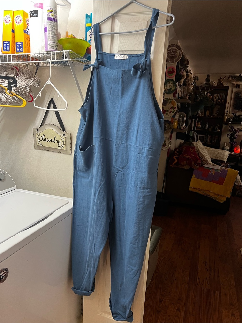 Casual Blue Women's Denim-Style Overalls
